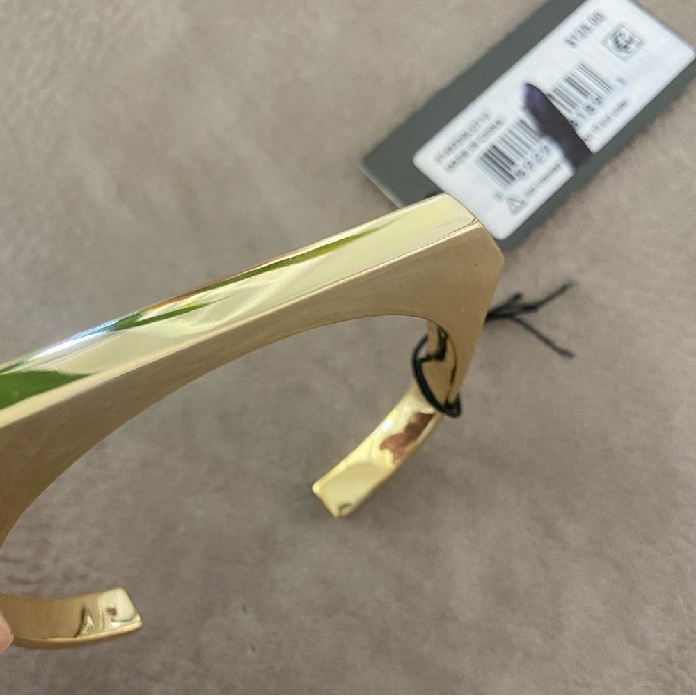 ALLSAINTS Signature Hexagon Cuff Bangle Bracelet Gold Tone NWT - Picture 6 of 6